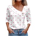 thumbnail image 1 of WREESH Womens Fashion Dressy Tops Side Button V-Neck Printed Long Sleeved Shirt T-Shirt Pullover White, 1 of 3
