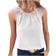 thumbnail image 1 of WREESH Womens Fashion Lace Halter Tank Tops For Summer Round Neck Sleeveless Tops Casual Solid Color Loose Blouse Pullover White, 1 of 6