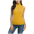 thumbnail image 1 of WREESH Womens Fashion Sleeveless Turtleneck Tops High Neck Casual Solid Color Tee Shirt Blouse T-Shirt Tank Tops Pullover Yellow, 1 of 5