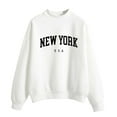 thumbnail image 1 of WREESH Womens Fashion Sweatshirt Casual Crewneck Sweatshirt Letter Print Pullover Loose Fit Long Sleeve Tops Christmas Loose Sweater Top Sweatshirt White, 1 of 4