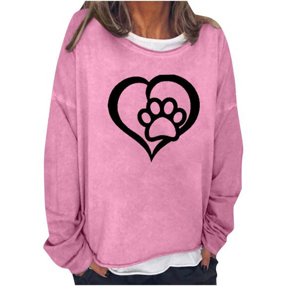 WREESH Womens Fashion Sweatshirt Casual Crewneck Sweatshirt Print Pullover Loose Fit Long Sleeve Tops Large Tie Dyed Casual Hoodie Pink