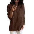 thumbnail image 1 of WREESH Womens Fashion Sweatshirt Fuzzy Casual Crewneck Sweatshirt Solid Color Pullover Loose Fit Long Sleeve Tops T-Shirt Blouse Casual Pullover Tops Brown, 1 of 5