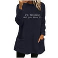thumbnail image 1 of WREESH Womens Fashion Sweatshirt Fuzzy Fleece Crewneck Sweatshirt Print Pullover Plus Size Long Sleeve Tops Round- Neck And Winter Loose Pocket Warm Blouse Tops Navy, 1 of 4