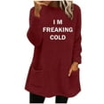 thumbnail image 1 of WREESH Womens Fashion Sweatshirt Fuzzy Fleece Crewneck Sweatshirt Print Pullover Plus Size Long Sleeve Tops Round- Neck And Winter Loose Pocket Warm Blouse Tops Wine, 1 of 4
