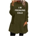 thumbnail image 1 of WREESH Womens Fashion Sweatshirt Fuzzy Fleece Crewneck Sweatshirt Print Pullover Plus Size Long Sleeve Tops Round- Neck And Winter Loose Pocket Warm Blouse Tops Olive Green, 1 of 4