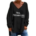 thumbnail image 1 of WREESH Womens Fashion T-Shirts Casual V Neck Print Pullover Loose Fit Long Sleeve Tops Casual Tops Blouse T-Shirt Black, 1 of 4