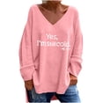 thumbnail image 1 of WREESH Womens Fashion T-Shirts Casual V Neck Print Pullover Loose Fit Long Sleeve Tops Casual Tops Blouse T-Shirt Pink, 1 of 4