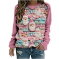 thumbnail image 1 of WREESH Womens Fashion T-Shirts Christmas Shirts Crewneck Print Pullover Regular Fit Raglan Long Sleeve Tops Christmas Blouse Casual Tunic Tops Pink, 1 of 4