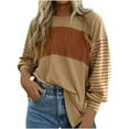 thumbnail image 1 of WREESH Womens Fashion T-Shirts Color Block Spring And Fall Pullover Long Sleeve Round-Neck Blouse Tops Pullover Khaki, 1 of 6