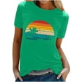 thumbnail image 1 of WREESH Womens Fashion T-Shirts Spring Summer Adult Short Sleeve Round Neck Printing Casual Blouse T-Shirt Tops Shirt Pullover Green, 1 of 5