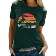 thumbnail image 1 of WREESH Womens Fashion T-Shirts Spring Summer Adult Short Sleeve Round Neck Printing Casual Blouse T-Shirt Tops Shirt Pullover Olive Green, 1 of 5