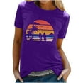thumbnail image 1 of WREESH Womens Fashion T-Shirts Spring Summer Adult Short Sleeve Round Neck Printing Casual Blouse T-Shirt Tops Shirt Pullover Purple, 1 of 5