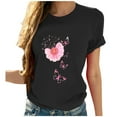 thumbnail image 1 of WREESH Womens Fashion T-Shirts Spring Summer Casual Round Neck Printed Short Sleeved T-Shirt Top Pullover Black, 1 of 6