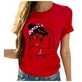 thumbnail image 1 of WREESH Womens Fashion T-Shirts Spring Summer Casual Round Neck Printed Short Sleeved T-Shirt Top Pullover Red, 1 of 6