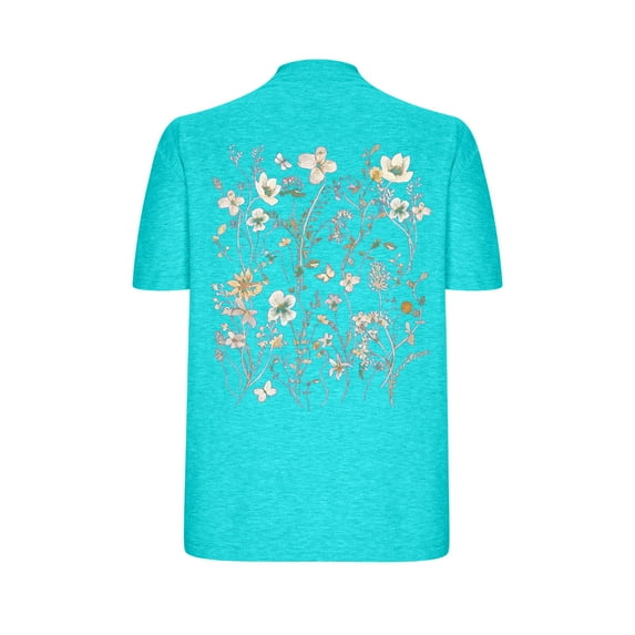 WREESH Womens Fashion T-Shirts Summer Comfortable Round Neck Printing Short Sleeve Tops Blouse T-Shirt Pullover Light Blue