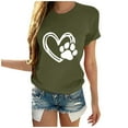 thumbnail image 1 of WREESH Womens Fashion T-Shirts Valentine's Day Causal Round Neck Heart Printing Blouse Short Sleeve T-Shirt Summer Tops Pullover Olive Green, 1 of 5