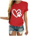 thumbnail image 1 of WREESH Womens Fashion T-Shirts Valentine's Day Causal Round Neck Heart Printing Blouse Short Sleeve T-Shirt Summer Tops Pullover Red, 1 of 5