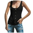 thumbnail image 1 of WREESH Womens Fashion Tank Tops Square-Neck Camisole Summer Sleeveless Vest Breastplate Knitted Fabric Solid Color Tops Pullover Black, 1 of 5
