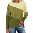 thumbnail image 1 of WREESH Womens Fashion Tunic Top V Neck Color Block Pullover Top Regular Fit Long Sleeve Tops Round-Neck Top Yellow, 1 of 4