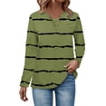 thumbnail image 1 of WREESH Womens Fashion Tunic Top V Neck Print Pullover Regular Fit Button Long Sleeve Tops Christmas Pleated Top Green, 1 of 4