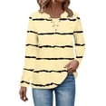 thumbnail image 1 of WREESH Womens Fashion Tunic Top V Neck Print Pullover Regular Fit Button Long Sleeve Tops Christmas Pleated Top Yellow, 1 of 4