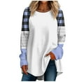 thumbnail image 1 of WREESH Womens Fashion Tunic Tops Casual Long Sleeve Printing Round Neck Loose T-Shirt Blouse Tops Pullover Blue, 1 of 4