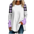 thumbnail image 1 of WREESH Womens Fashion Tunic Tops Casual Long Sleeve Printing Round Neck Loose T-Shirt Blouse Tops Pullover Purple, 1 of 4