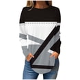 thumbnail image 1 of WREESH Womens Fashion Tunic Tops Loose Round Neck Printing Fall Blouses Smocked Long Sleeve Shirts Tops Pullover Black, 1 of 5