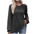 thumbnail image 1 of WREESH Womens Fashion Tunic Tops Solid Color Round Neck Long Sleeve Loose T-Shirt Pullover Dark Gray, 1 of 5