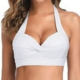 thumbnail image 1 of WREESH Womens Fashion Twist Front Bikini Top V Neck Push Up Padded Swimsuit Top Solid Color Swimsuit Top Bathing Suits White, 1 of 5