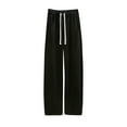 thumbnail image 1 of WREESH Womens Fashion Wide Leg Sweatpants Elastic High Waisted Drawstring Pants Loose Comfy Solid Color Workout Pants with Pockets Black, 1 of 5