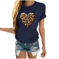 thumbnail image 1 of WREESH Womens Graphic Tee Valentine's Day Heart Leopard Print Shirts for 2025 Spring Summer Fashion Casual Tops Navy, 1 of 5