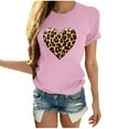 thumbnail image 1 of WREESH Womens Graphic Tee Valentine's Day Heart Leopard Print Shirts for 2025 Spring Summer Fashion Casual Tops Pink, 1 of 5
