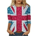 thumbnail image 1 of WREESH Womens Graphic Tees Great Britain Uk Flag T-Shirts Casual 3/4 Sleeve T-Shirts Vintage Print Shirts Crewneck Tunic Tops Loose Fit Pullover Blouses Red, 1 of 5