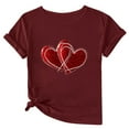 thumbnail image 1 of WREESH Womens Graphic Tshirt Valentine's Day Heart Printed Short Sleeve Tees Tops for 2025 Fashion T-Shirts Wine, 1 of 5