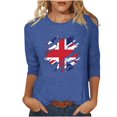 thumbnail image 1 of WREESH Womens Great Britain Uk Flag T-Shirts Casual 3/4 Sleeve T-Shirt Patriotic Basic Graphic Tees Blouse Round Neck Pullover Tops Blue, 1 of 5