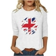 thumbnail image 1 of WREESH Womens Great Britain Uk Flag T-Shirts Casual 3/4 Sleeve T-Shirt Patriotic Basic Graphic Tees Blouse Round Neck Pullover Tops White, 1 of 5