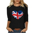 thumbnail image 1 of WREESH Womens Great Britain Uk Flag T-Shirts Casual 3/4 Sleeve T-Shirts Round Neck Tunic Tops Basic Graphic Tees Loose Fit Pullover Blouses Black, 1 of 5