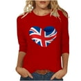 thumbnail image 1 of WREESH Womens Great Britain Uk Flag T-Shirts Casual 3/4 Sleeve T-Shirts Round Neck Tunic Tops Basic Graphic Tees Loose Fit Pullover Blouses Red, 1 of 5