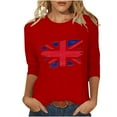 thumbnail image 1 of WREESH Womens Great Britain Uk Flag T-Shirts Casual 3/4 Sleeve T-Shirts Round Neck Tunic Tops Basic Graphic Tees Loose Pullover Blouses Red, 1 of 5