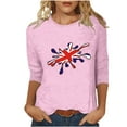 thumbnail image 1 of WREESH Womens Great Britain Uk Flag T-Shirts Fashion Printed T-Shirt 3/4 Length Sleeve Blouse Patriotic Basic Graphic Tees Crewneck Casual Tops Pink, 1 of 5