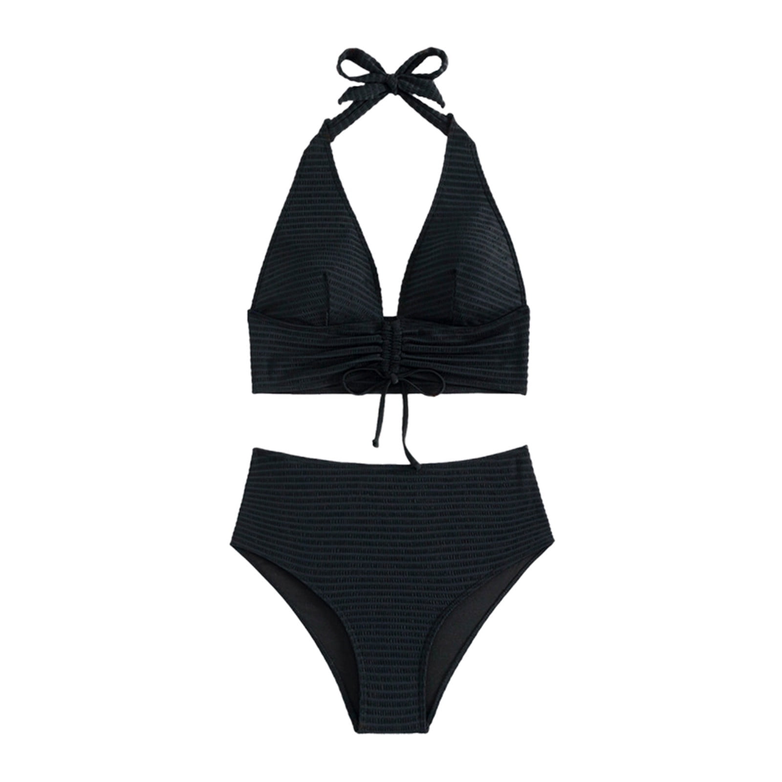 WREESH Womens Halter Bikini Set High Waisted Bikini Two Piece Vintage Swimsuit Retro Halter