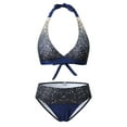 thumbnail image 1 of WREESH Womens Halter Two Piece Bikini Sets Swimsuits Solid Color Swimwear Beachwear Beach Bathing Suit Navy, 1 of 9