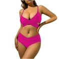 thumbnail image 1 of WREESH Womens High Cut Bikini Criss Cross Bathing Suit Solid Color Swimwear Two-Piece Slim Swimsuit Bikini Straped Swimsuits Hot Pink, 1 of 6