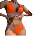 thumbnail image 1 of WREESH Womens High Cut Bikini Sets Print Swimwear Two-Piece Slim Swimsuit Bikini Straped Swimsuits Beach Bathing Suit Orange, 1 of 9