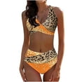 thumbnail image 1 of WREESH Womens High Waisted Bikini Set Leopard Split Bikini Two-Piece Print Beach Swimsuit Beachwear Bathing Suits Orange, 1 of 5