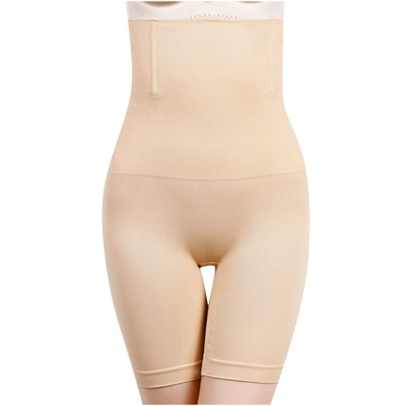 WREESH Womens High Waisted Body Shaper Shorts Shapewear Solid Panties Tummy Control Underwear Butt Lifter Thigh Slimming Bottoms Beige
