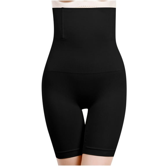 WREESH Womens High Waisted Body Shaper Shorts Shapewear Solid Panties Tummy Control Underwear Butt Lifter Thigh Slimming Bottoms Black