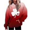 thumbnail image 1 of WREESH Womens Hoodies St. Patrick's Day Sweatshirt Shamrocks Printed Pullover Gradient Long Sleeve Tops Loose Hooded Sweatshirts Red, 1 of 3