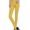 thumbnail image 1 of WREESH Womens Jeans Candy Pencil Pants Colorful Feet Denim Pants Yellow, 1 of 4